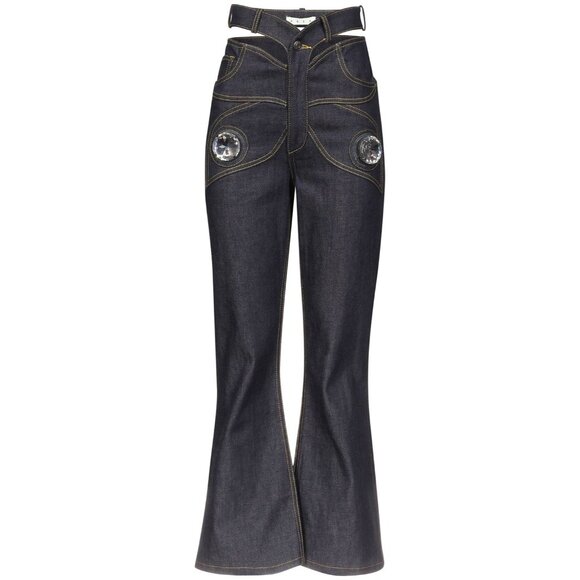 NWOT AREA Butterfly cut-out flared jeans size 25 - Picture 2 of 13